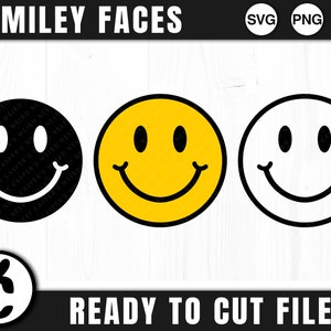 Smiley Faces - SVG, PNG, JPG - Commercial Use, Instant Download, Digital Cut File, Digital Download, Files for Cricut, Silhouette, Smile Svg