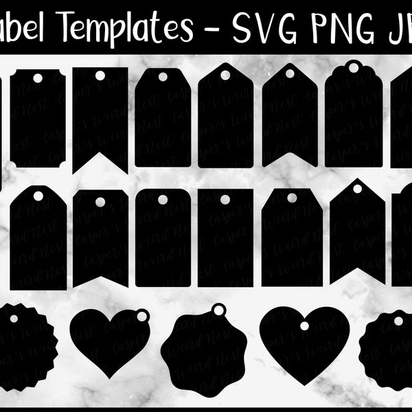 Geschenkanhänger Etikettenvorlagen - SVG, PNG, JPG - druckbare Bundle - kommerzielle Nutzung erlaubt - sofortiger Download - Silhouette / Cricut