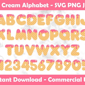 Eis Buchstaben / Zahlen - SVG, PNG, JPG - Kommerzielle Nutzung - Sofortiger Download - Transparenter Hintergrund - Eis Alphabet svg - Gefrostet