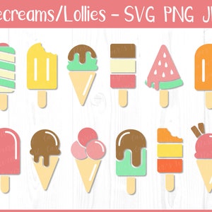 Ice Lollies - SVG, PNG, JPG - Commercial Use, Digital Cut File, Ready to Cut, Instant Download, Cutting Files, Ice Pop, Icy Pole, Ice Cream