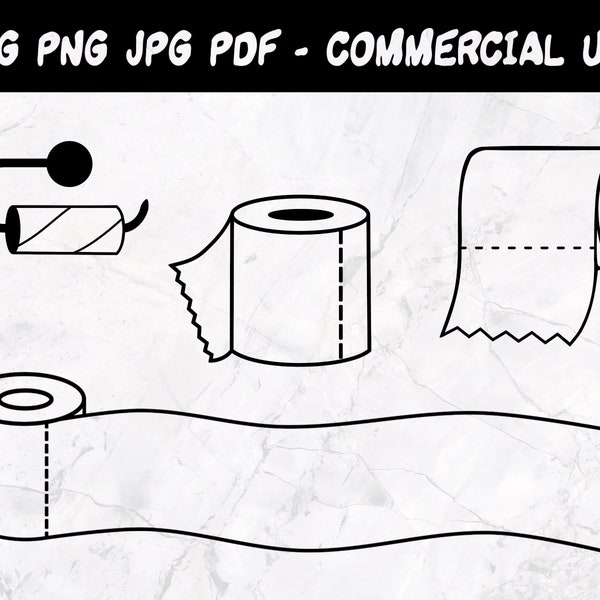 Toilet Roll Bundle - SVG, PNG, JPG, Pdf - Commercial Use, Digital Cut Files, Loo Roll, Toilet Roll Svg, Toilet Roll Clipart, Bathroom Svg