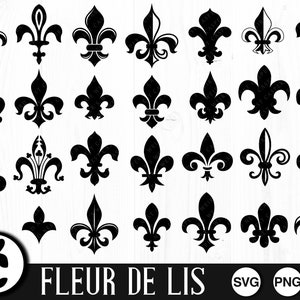 Fleur de Lis - SVG, PNG, JPG - digitaal snijbestand, commercieel gebruik, direct downloaden, transparante achtergrond, bloemen sticker, Svg-bundel, bloem