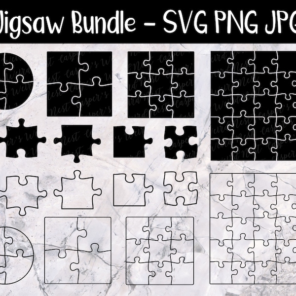 Jigsaw Pieces Bundle - SVG, PNG, JPG - Kommerzielle Nutzung, Sofortiger Download, Dateien für Cricut, Puzzle svg, Puzzle svg, Diy Puzzle, Puzzle Puzzle