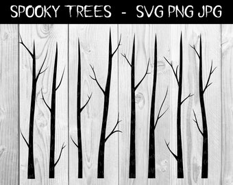 Spooky Trees - SVG, PNG, JPG - Silhouette Bundle, Commercial Use, Digital Cut File, Tree Silhouette, Tree Cut File, Digital Cut File, Branch