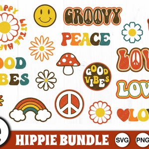 Hippie Bundle - SVG, PNG, JPG - Commercial Use, Instant Download, Digital Cut File, Digital Download, Files for Cricut, Silhouette, Groovy
