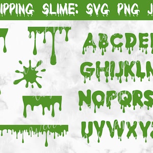 Slimey / Goo Drippy Bundle - SVG, PNG, JPG - Kommerzielle Nutzung, Sofortdownload, Transparenter Hintergrund, Cricut / Silhouette, Slime Dripping
