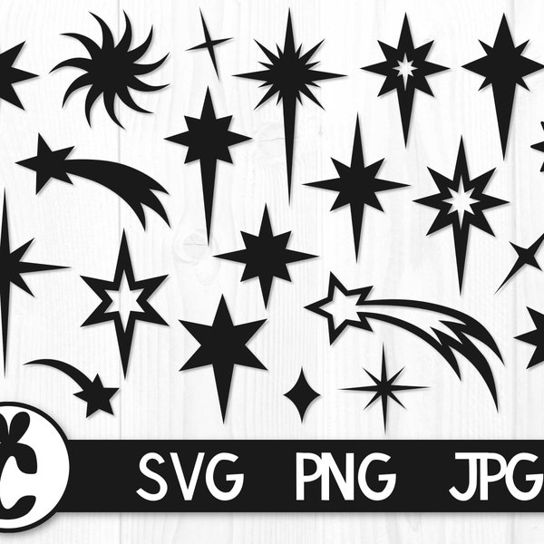 Christmas stars bundle - SVG, PNG, JPG - Commercial Use, Digital Cut Files, Files for Cricut / Silhouette, Transparent Background, Star svg