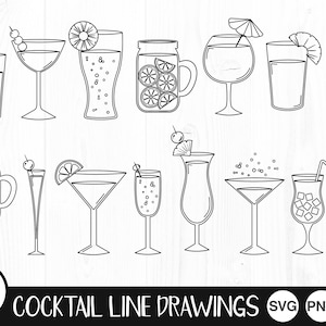 Disegni di cocktail - SVG, PNG, JPG, file di taglio digitale, download immediato, uso commerciale, file per Cricut, pronti per il taglio, cocktail Svg