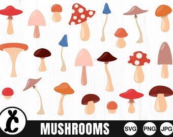 Pacote de Clipart de Cogumelos – Scrapbooking de Outono, Uso Comercial (SVG, PNG, JPG)