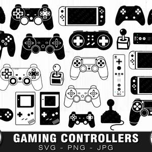 Gamecontrollerbundel - SVG, PNG, JPG, Digitaal snijbestand, Instant Download, Commercieel gebruik, Controller Svg, Joystick Svg, Gamepad Svg, Retro