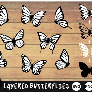 Layered Schmetterlinge - SVG, PNG - Layered Cut Datei, Digitale Schnittdatei, Schmetterling SVG, Schmetterling Cut File, Dateien für Cricut, bereit zum Schneiden, Cute