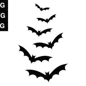6 Halloween Bats - SVG, PNG, JPG - Digital Cut Files, Transparent Background, Ready to Cut, Bats Flying svg, Halloween Cut File, Bat Cutting
