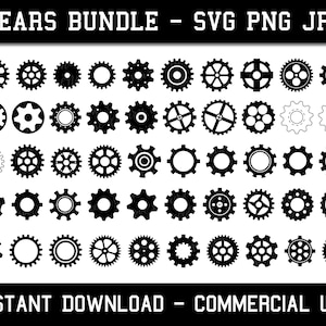 Zestaw Gears - SVG PNG JPG - Przezroczyste tło - Wykorzystanie komercyjne - Natychmiastowe pobranie - Pliki dla Cricut - Steampunk - Mechanizm zegarowy - Maszyna