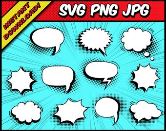 Blank Comic Style Speech / Thought Bubbles - SVG, PNG, JPG - Digital Cut Files - Commercial use - Instant Download - Files for Cricut
