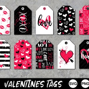 Étiquettes cadeaux amour - SVG, PNG, JPG - usage commercial, téléchargement immédiat, prêt à découper, étiquette cadeau, étiquette, impression à la maison, téléchargement numérique, rouge, punk