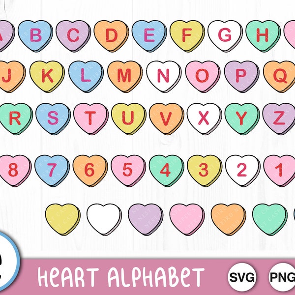 Conversation Heart Alphabet, SVG, PNG, JPG, Digital Cut File, Commercial Use, Instant Download, Digital Download, Transparent Background