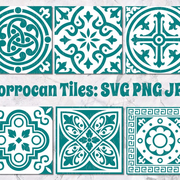 Moroccan Tiles Bundle - SVG, PNG, JPG, Commercial Use, Instant Download, Files for Cricut / Silhouette, Turkish Tiles, Pattern Tiles, Mosaic