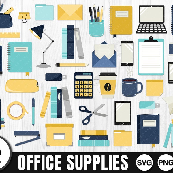 Office Supplies, Svg Bundle, SVG, PNG, JPG, Digital Download, Ready to Cut, File for Cricut, Commercial Use, Stationary Cut File, Cut File