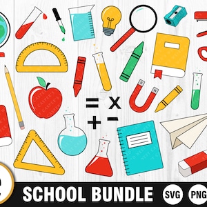 School Bundle - SVG, PNG, JPG, Digital Download, Ready to Cut, File for Cricut, Commercial Use, School Clipart, Cut File, Svg Bundle, Class
