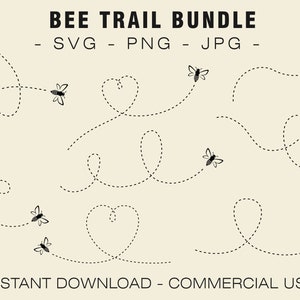 Flying Bee Trails 3 - SVG PNG JPG - Commercial Use, Digital Cut File, Instant Download, Ready to Cut, Honey Bee svg, Bee Cricut, Cricut File