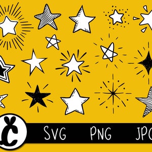 Hand Drawn Stars, SVG, PNG, JPG, Digital Cut Files, Commercial Use, Instant Download, Transparent Background, Files for Cricut, Bundle