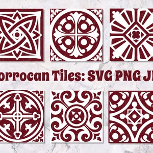Lot de carreaux marocains - SVG, PNG, JPG, usage commercial, téléchargement immédiat, fichiers pour Cricut, Silhouette, carreaux turcs, carreaux à motifs, mosaïque