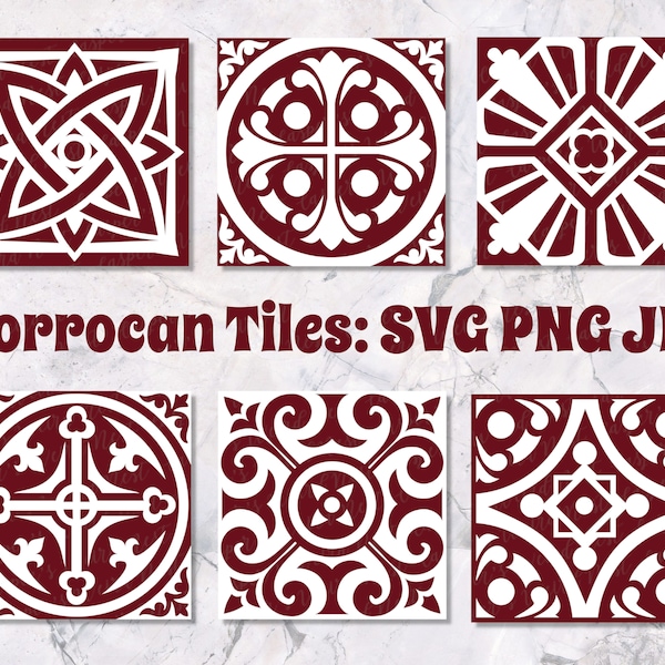 Moroccan Tiles Bundle - SVG, PNG, JPG, Commercial Use, Instant Download, Files for Cricut, Silhouette, Turkish Tiles, Pattern Tiles, Mosaic