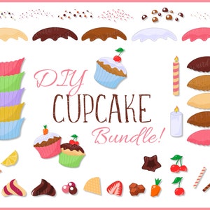 Customisable Cupcake Bundle, SVG, PNG, JPG, Digital Cut File, Commercial Use, Instant Download, Layered Cupcake, Cute Cupcake, Cupcake Svg