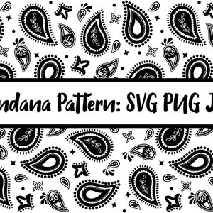 Seamless Bandana Pattern - SVG, PNG, JPG - Transparent Background, Digital Cut File, Commercial Use, Instant Download, Paisley Cut File