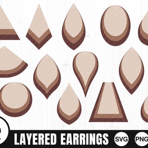 Plantillas de aretes en capas - SVG, PNG - Uso comercial, Archivo de corte de aretes, Archivo de corte digital, Descarga digital, Descarga instantánea, Diamante