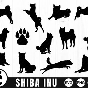Shiba Inu Silhouette Bundle, SVG, PNG, JPG, Digital Cut File, Commercial Use, Cutting File, Instant Download, Ready to cut, Dog Svg