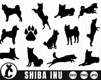 Shiba Inu Silhouette Bundle, SVG, PNG, JPG, Digital Cut File, Commercial Use, Cutting File, Instant Download, Ready to cut, Dog Svg