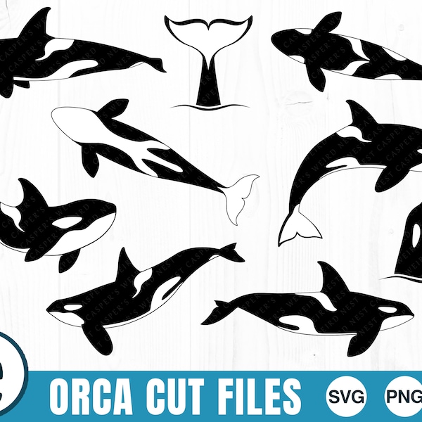 Orca Cut Files -  SVG, PNG, JPG - Commercial Use, Digital Cut File, Orca Clipart, Digital Download, Instant Download, Killer Whale, Orca Svg