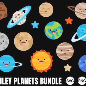 Planets Bundle - SVG PNG JPG - Digital Cut File, Commercial Use, Instant Download, File for Cricut, Ready to Cut, Planet Svg, Saturn Svg