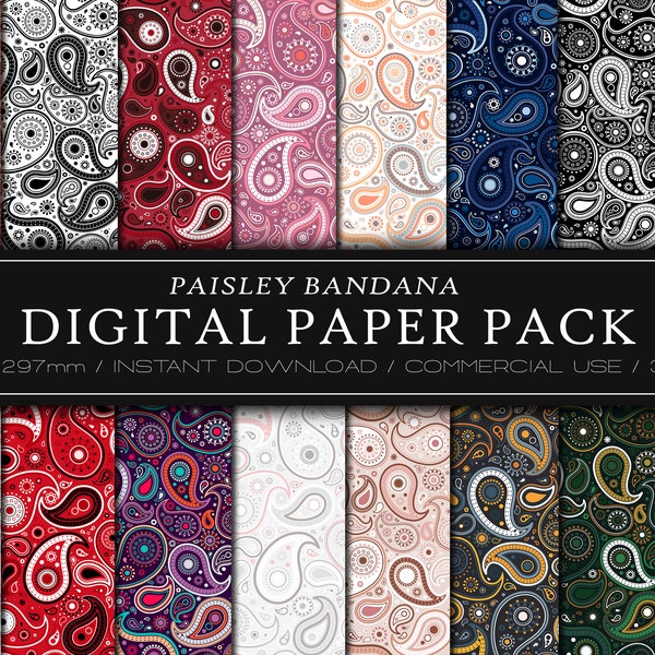 Layered Paisley - SVG, PNG, JPG, Seamless, Digital Cut File, Commercial Use, Instant Download, Paisley Pattern, Bandana Pattern, Pattern Svg