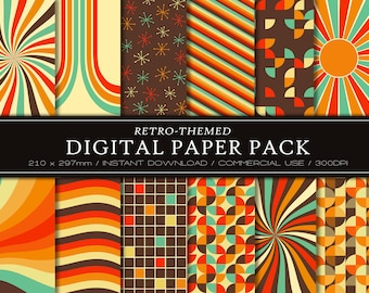 50s Style Digital Papers - PNG, JPG, SVG - Commercial Use, Instant ...