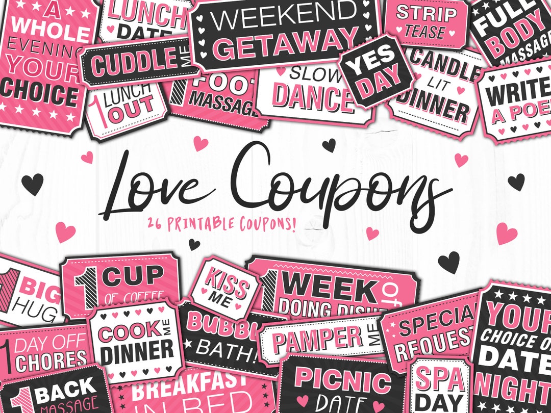 Printable Love Coupons, Girlfriend Gift, Boyfriend Gift, Print at Home ...