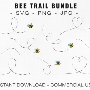 Flying Bee Trails 4 - SVG PNG JPG - commercieel gebruik, digitaal snijbestand, direct downloaden, klaar om te knippen, honingbij svg, bij Cricut bestand svg's