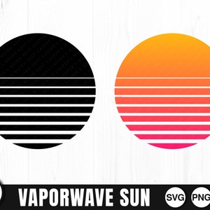 Vaporwave Sun - SVG, PNG, JPG - Instant Download, Digital Cut File, Commercial Use, Cricut File, Retro Sun, Sunset, Transparent Background