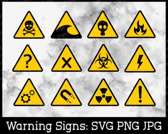 Gefahrenwarnschilder, Gefahr Clipart, SVG, PNG, JPG (Digital Cut File)