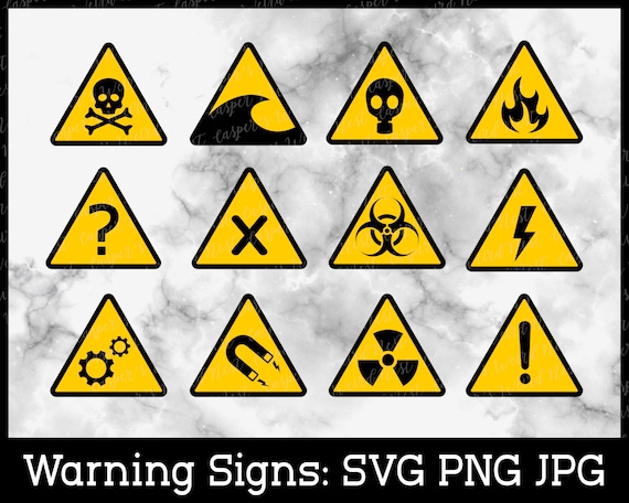 Warning / Danger Signs Bundle SVG, PNG, JPG, Digital Cut Files.