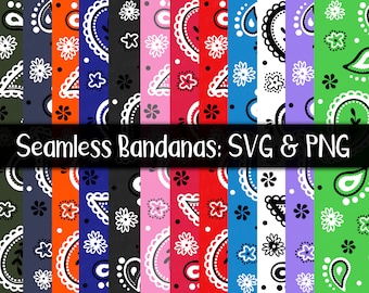 Layered Seamless Bandana Patterns - SVG, PNG, digital cut file - Commercial Use - Instant Download - Files for Cricut - Silhouette SVGs