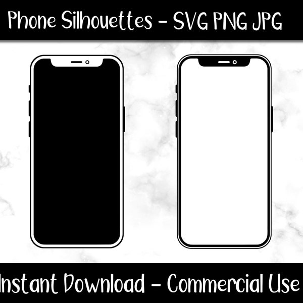 Phone Silhouette - SVG, PNG, JPG - Digital Cut Files, Instant Download, Commercial Use, Files for Cricut, Phone Clipart, Phone Cut File