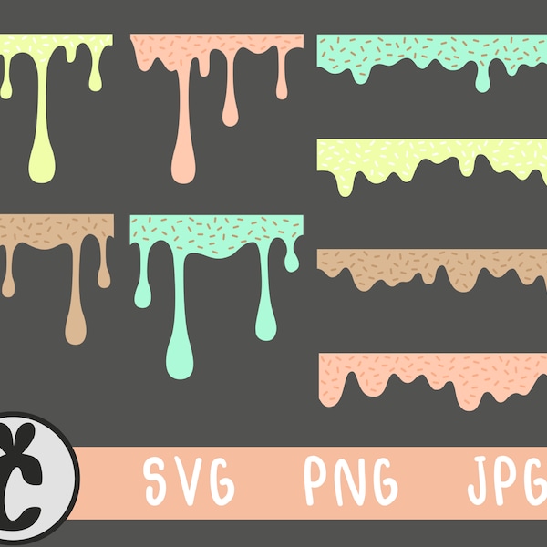 Dripping ice cream / frosting layered bundle - SVG, PNG, JPG, digital cut file ( commercial use, instant download ), transparent background