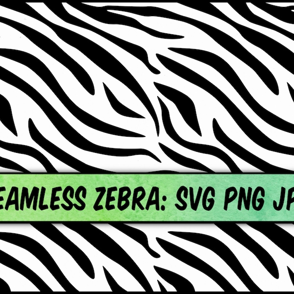 Seamless Zebra Pattern, SVG, PNG, JPG, Digital Cut File, Commercial Use, Instant Download, Stripes Pattern, Digital Paper, Zebra Stripes