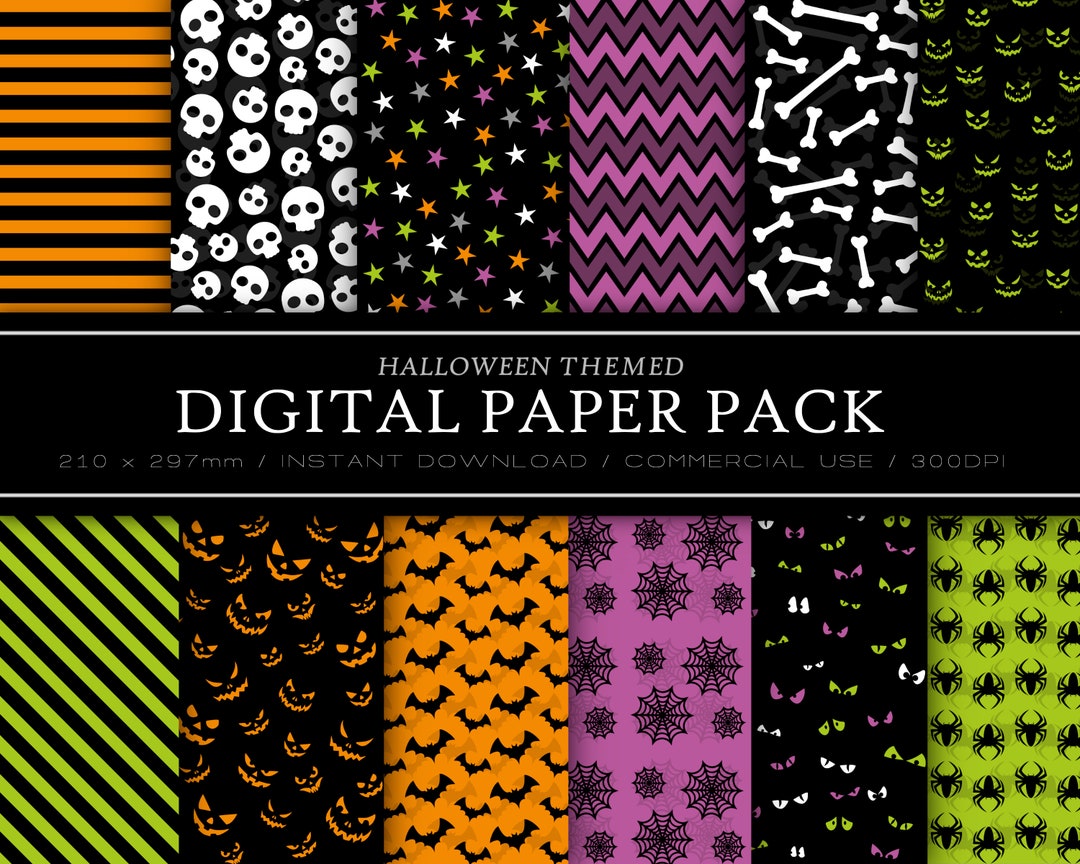 Halloween - Digital Paper Bundle, SVG, JPG, PNG, Commercial Use ...