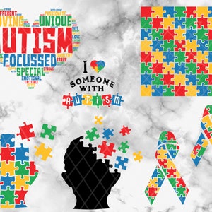 Autism Awareness Bundle SVG, PNG, JPG Digital Cut File, Instant Download, Commercial Use, Autism Quote, Autism Logo, Jigsaw, Aspergers image 4