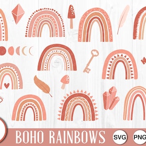 Boho Rainbows - SVG, PNG, JPG, Commercial Use, Instant Download, Digital Cut File, Rainbow Svg, Rainbow Clipart, Rainbow Cut File, Boho Svg
