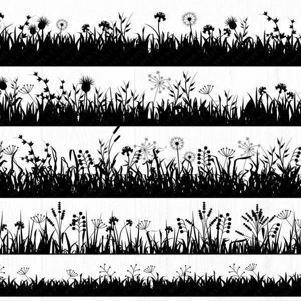 Grass Borders - SVG PNG JPG - Digital Cut File, Commercial Use, Instant Download, Grass Cut Files, Files for Cricut, Ready to Cut, Grass Svg