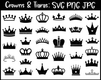 Crowns, Tiaras Bundle - SVG, PNG, JPG - Commercial Use, Instant Download, Digital Cut file, File for Cricut, Silhouette Studio, Queen, King